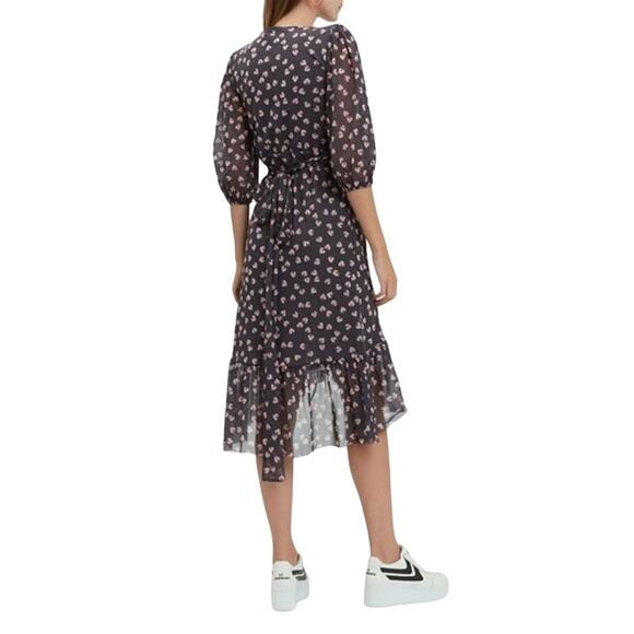 $290 GANNI Tilden Mesh Eclipse Floral Print Midi Length Dress - 38 (US 6) - Picture 2 of 9
